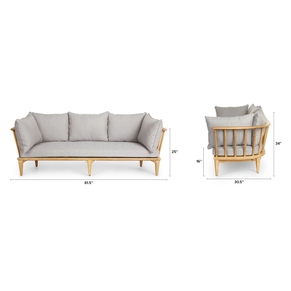 Beach Sand & Acacia Wood Outdoor Sofa