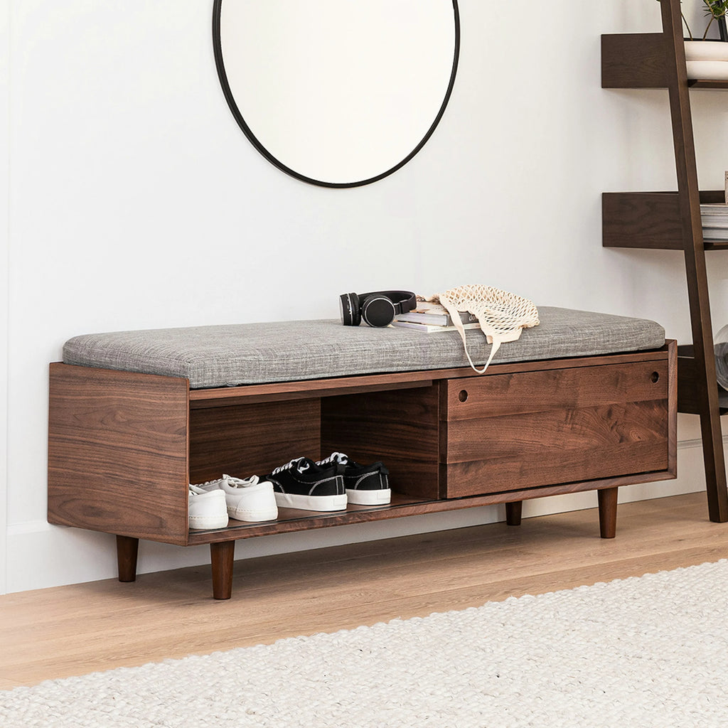 Pebble Gray Walnut Bench