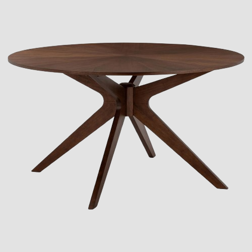 Walnut Round 54" Dining Table for 4