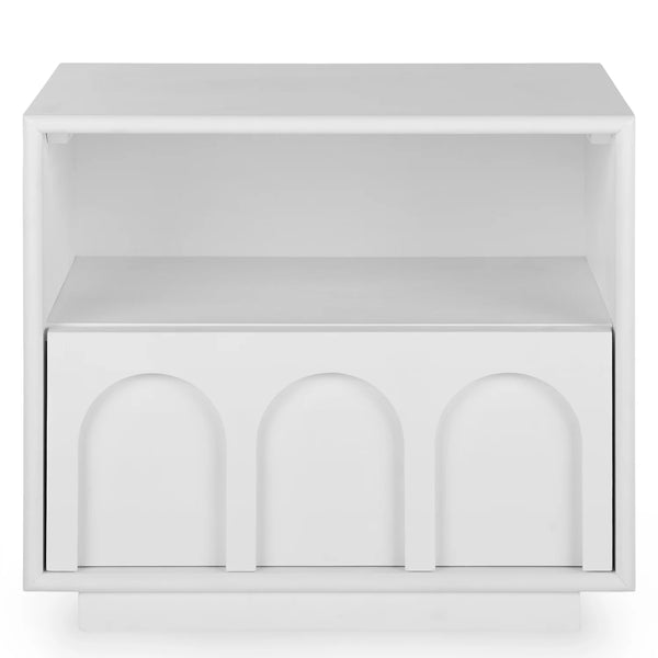 White 1-Drawer Nightstand, Prima