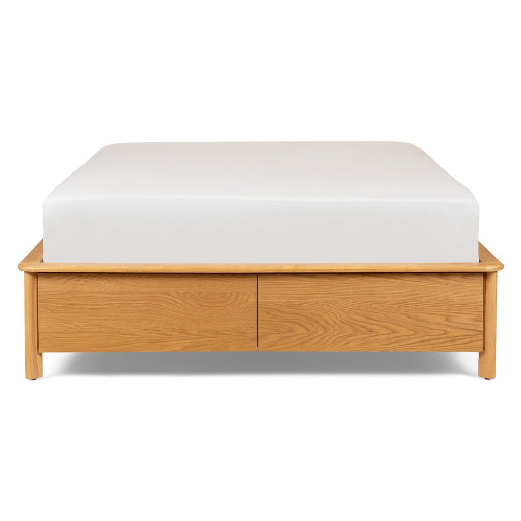American Oak Queen Bed with Storage