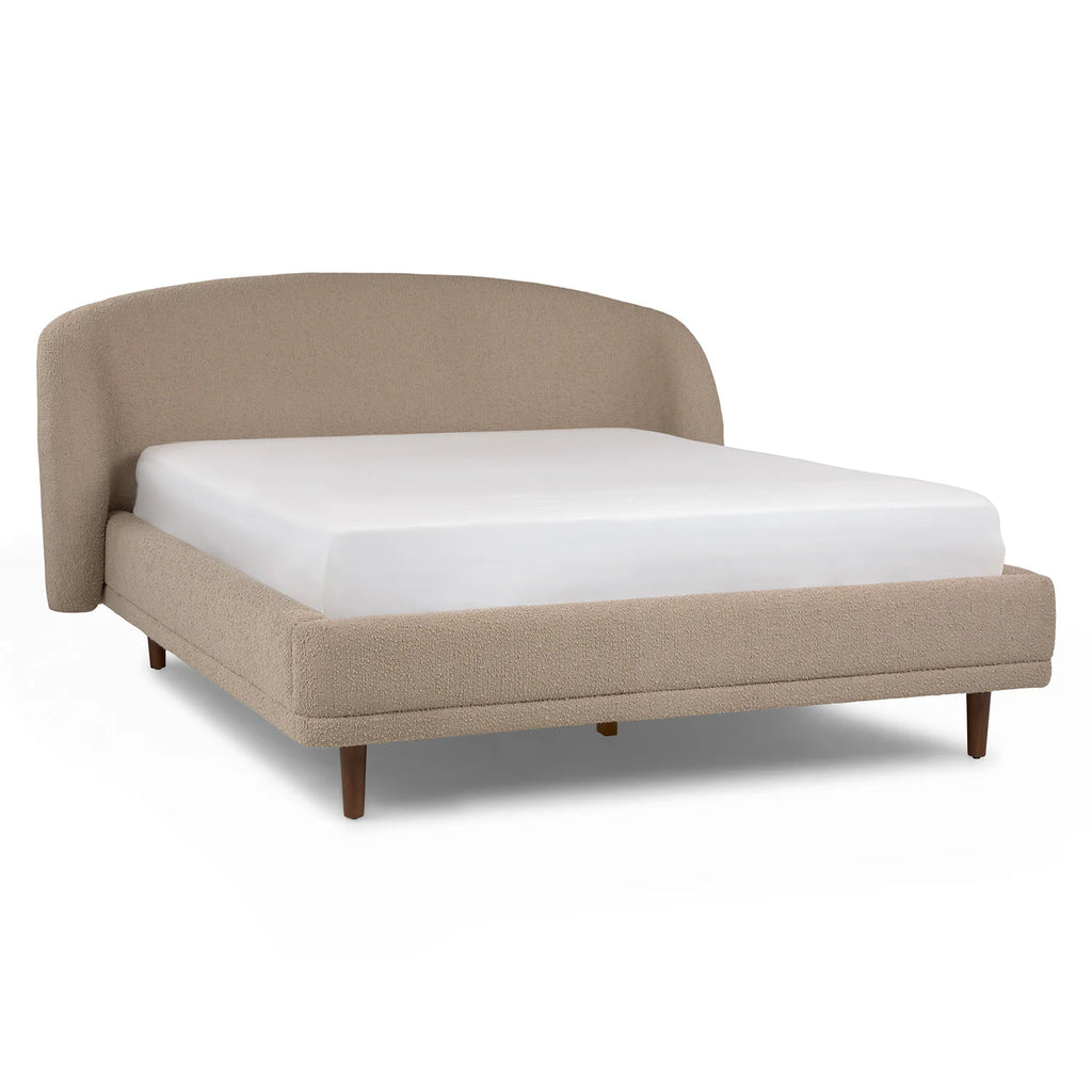 Lunaria Sandstone Bouclé Queen Bed
