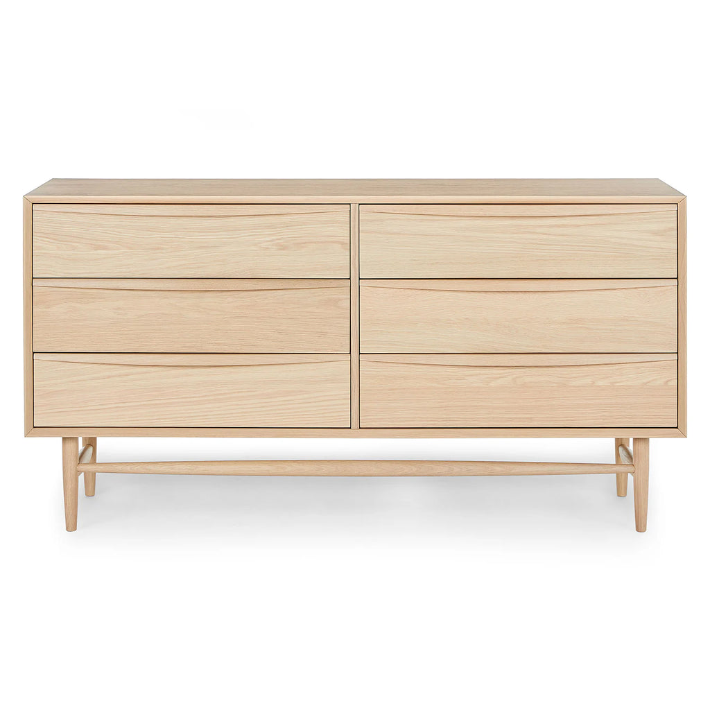 White Oak 6-Drawer Double Dresser