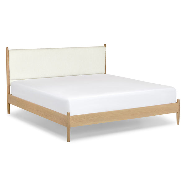 Liora King Upholstered Bed – White Oak & Lunaria White Bouclé