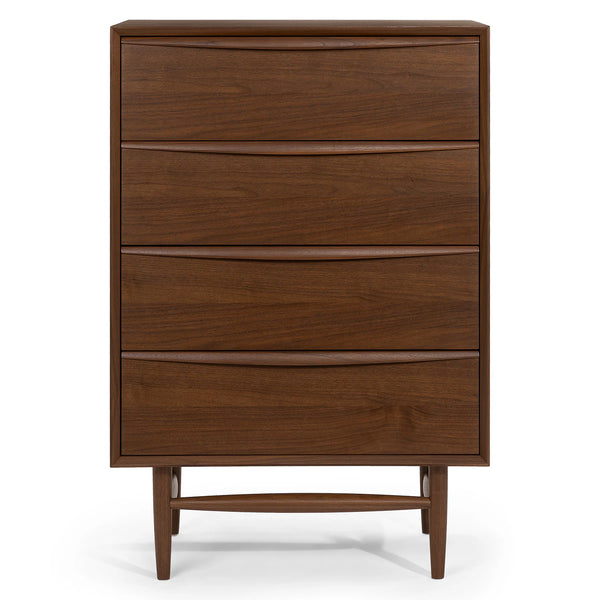 Lenia Walnut 4-Drawer Chest Dresser (Missing Legs)