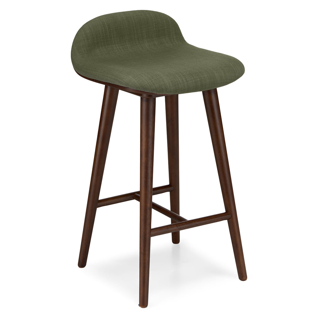Leto Counter Stool - Walnut and Olio Green
