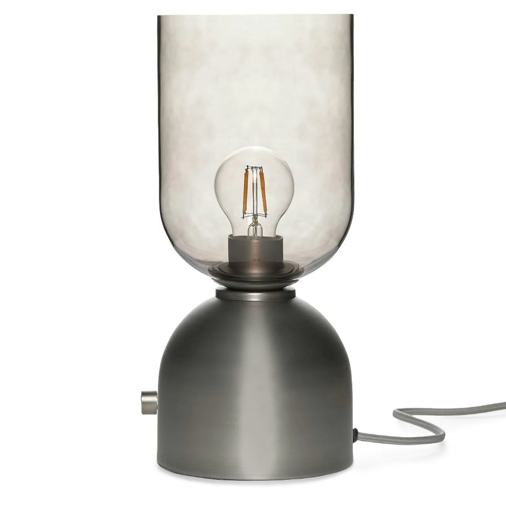 Smoked Glass & Gunmetal 13" Table Lamp