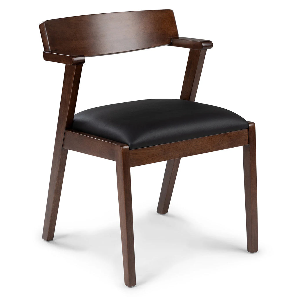 Solo Black Leather & Walnut Dining Chair (Set of 2)