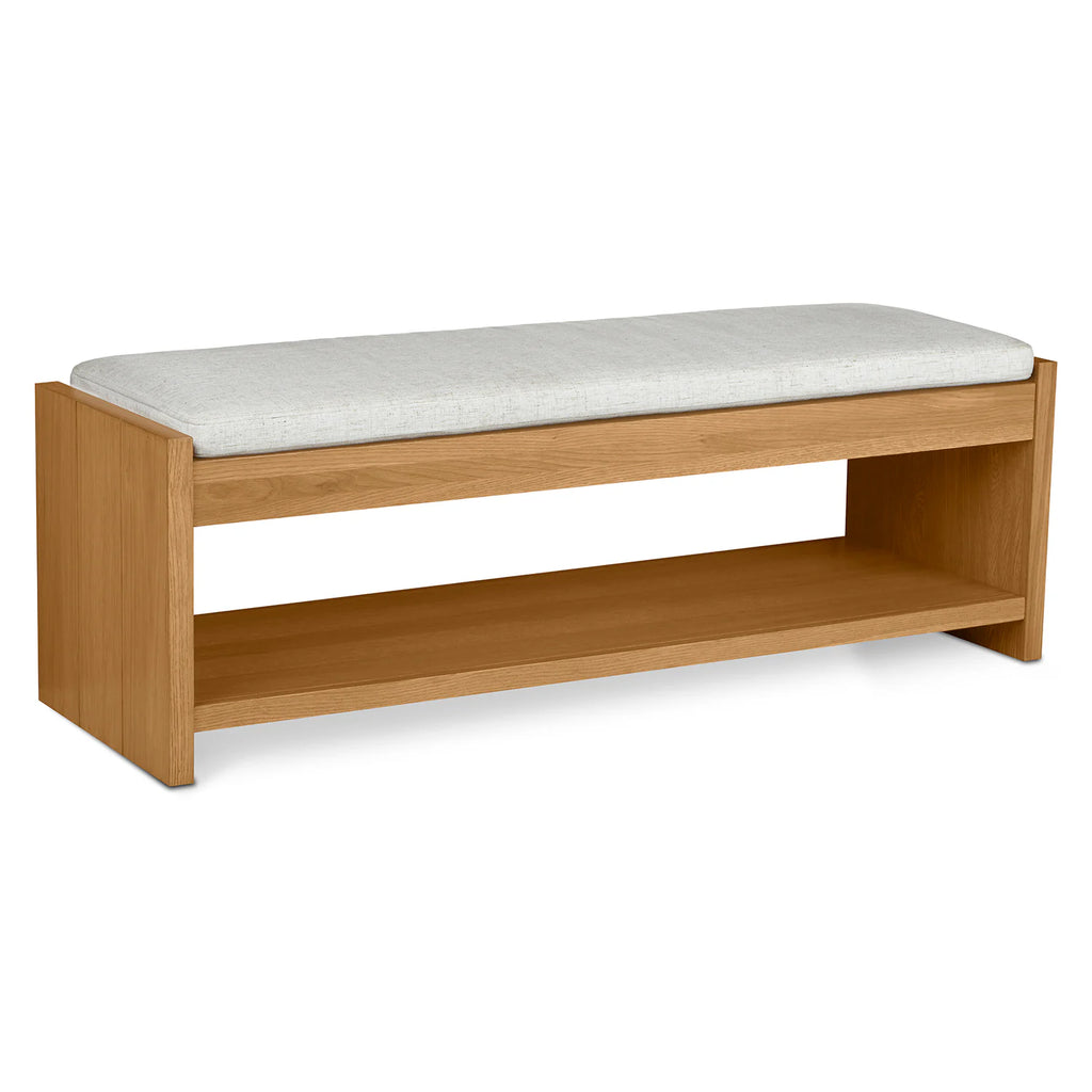 Oak and Ivory Chenille 56" Bench