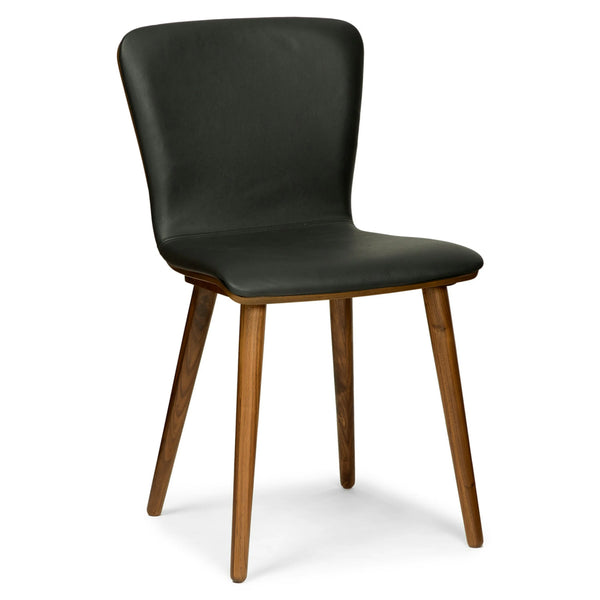 Black & Walnut Leather Dining Chair