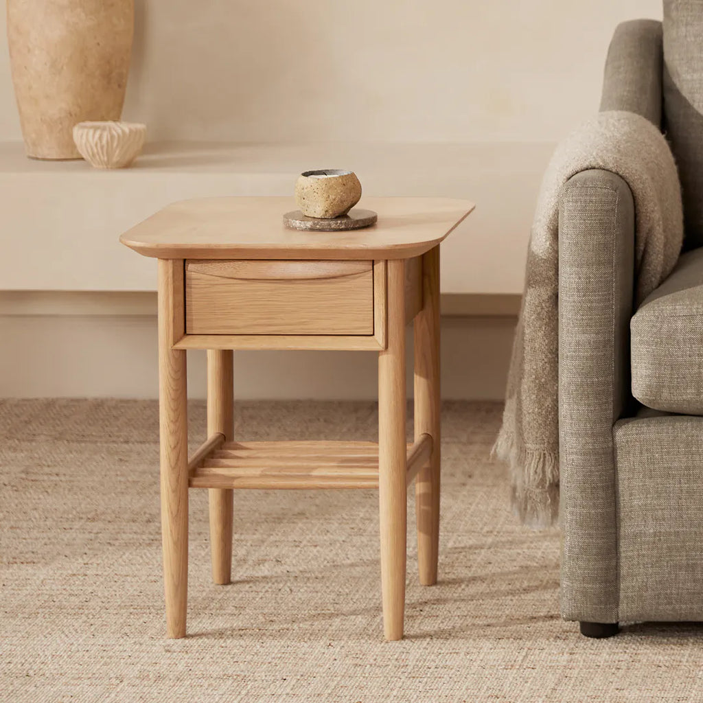 Lana Storage Side Table - White Oak