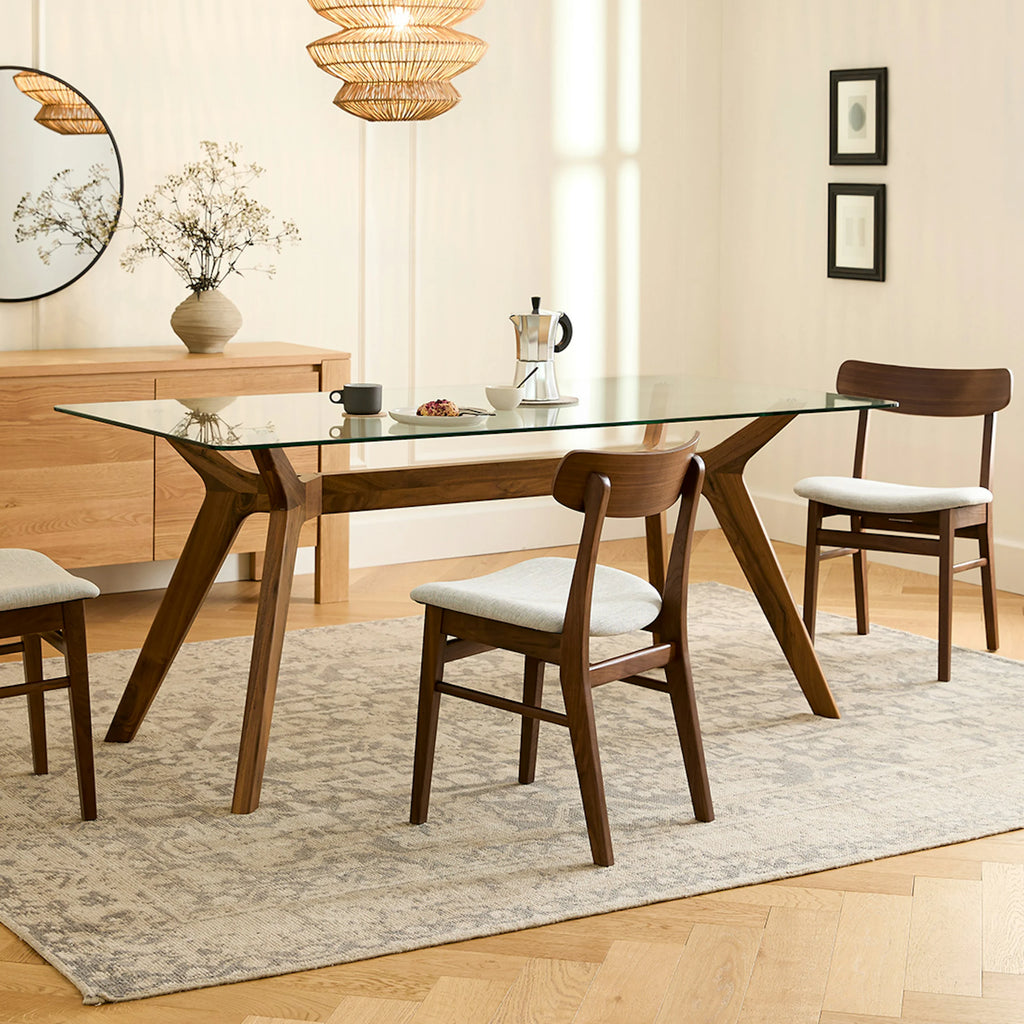 Emma 71" Glass Dining Table Walnut
