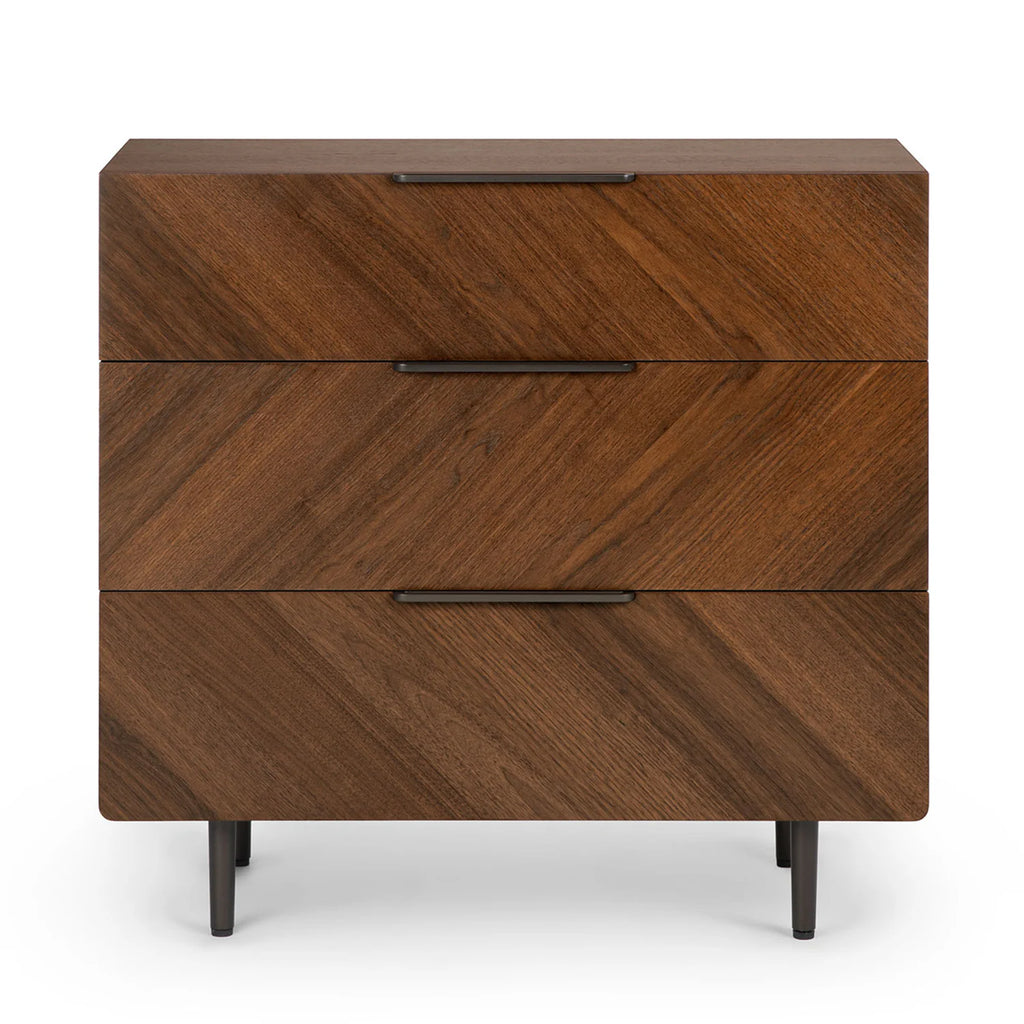 3-Drawer Walnut Chest Dresser