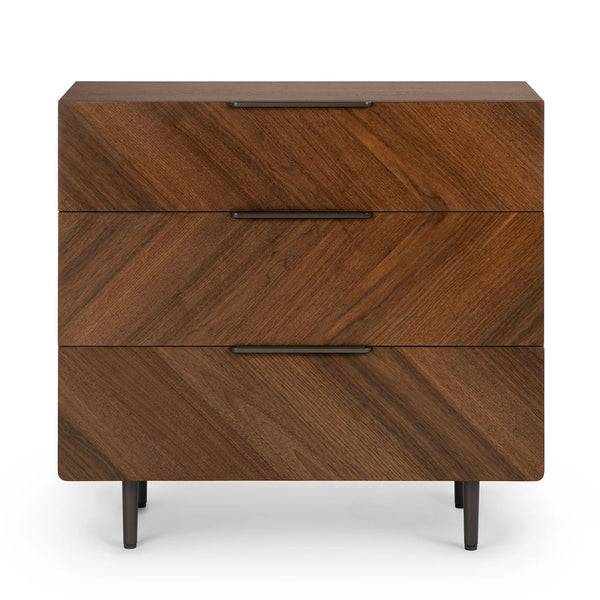 3-Drawer Walnut Chest Dresser