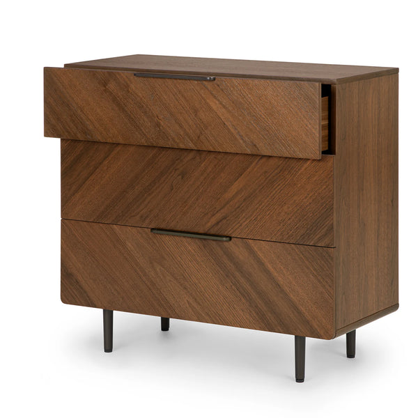 3-Drawer Walnut Chest Dresser