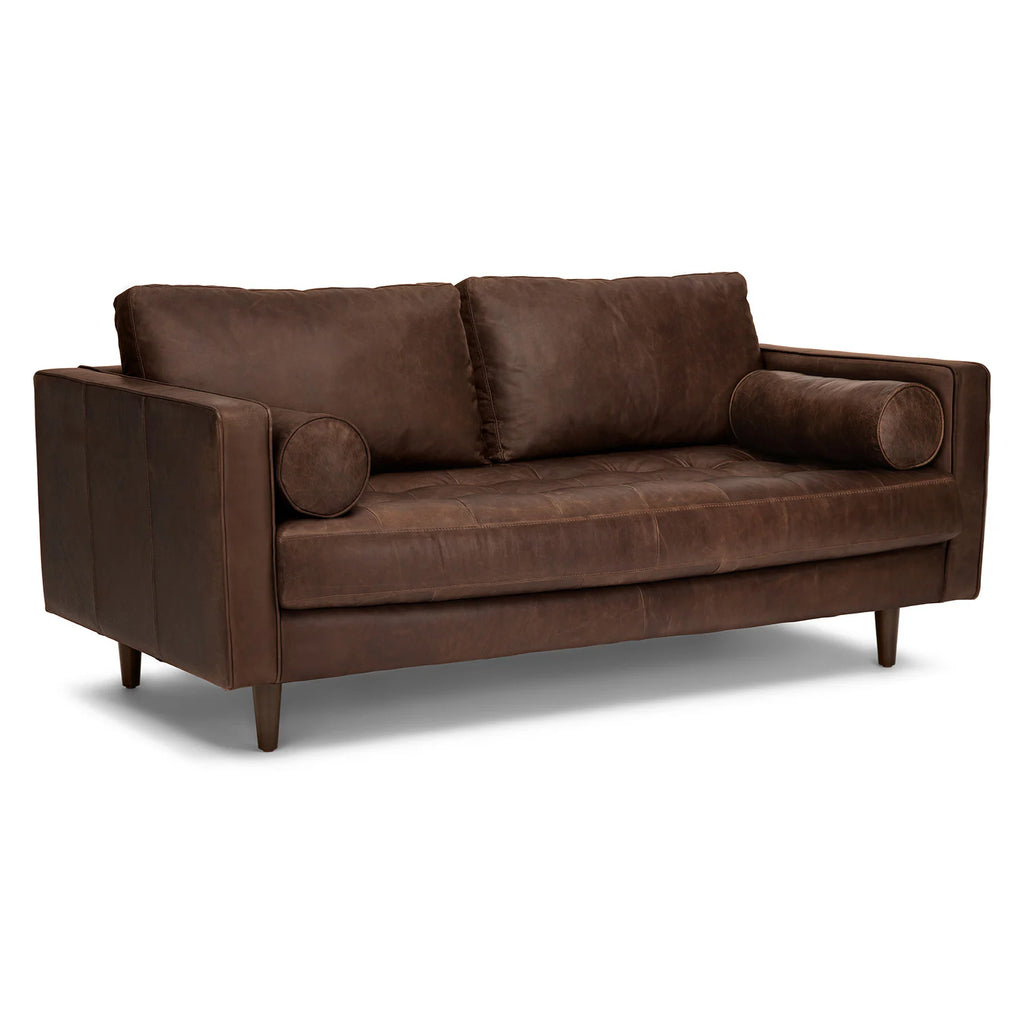 Charme Chocolate 72" Tufted Leather Loveseat