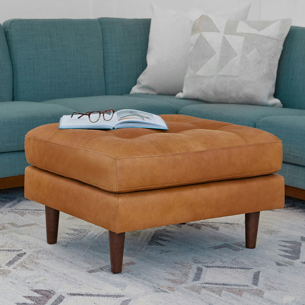 Charme Tan Leather Ottoman