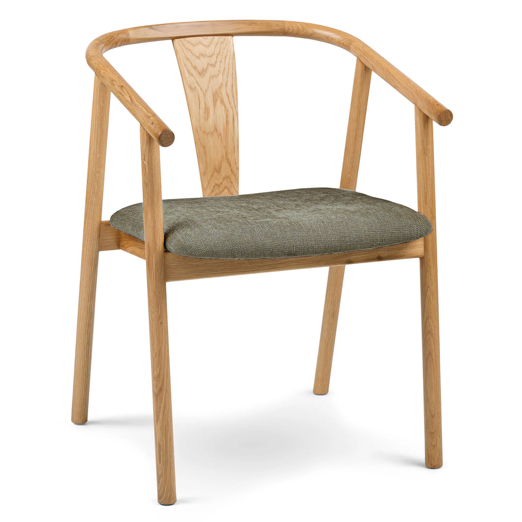 Wishbone Oak and Algonquin Green Dining Chair