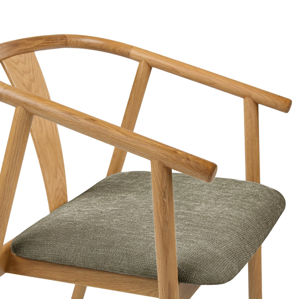 Wishbone Oak and Algonquin Green Dining Chair