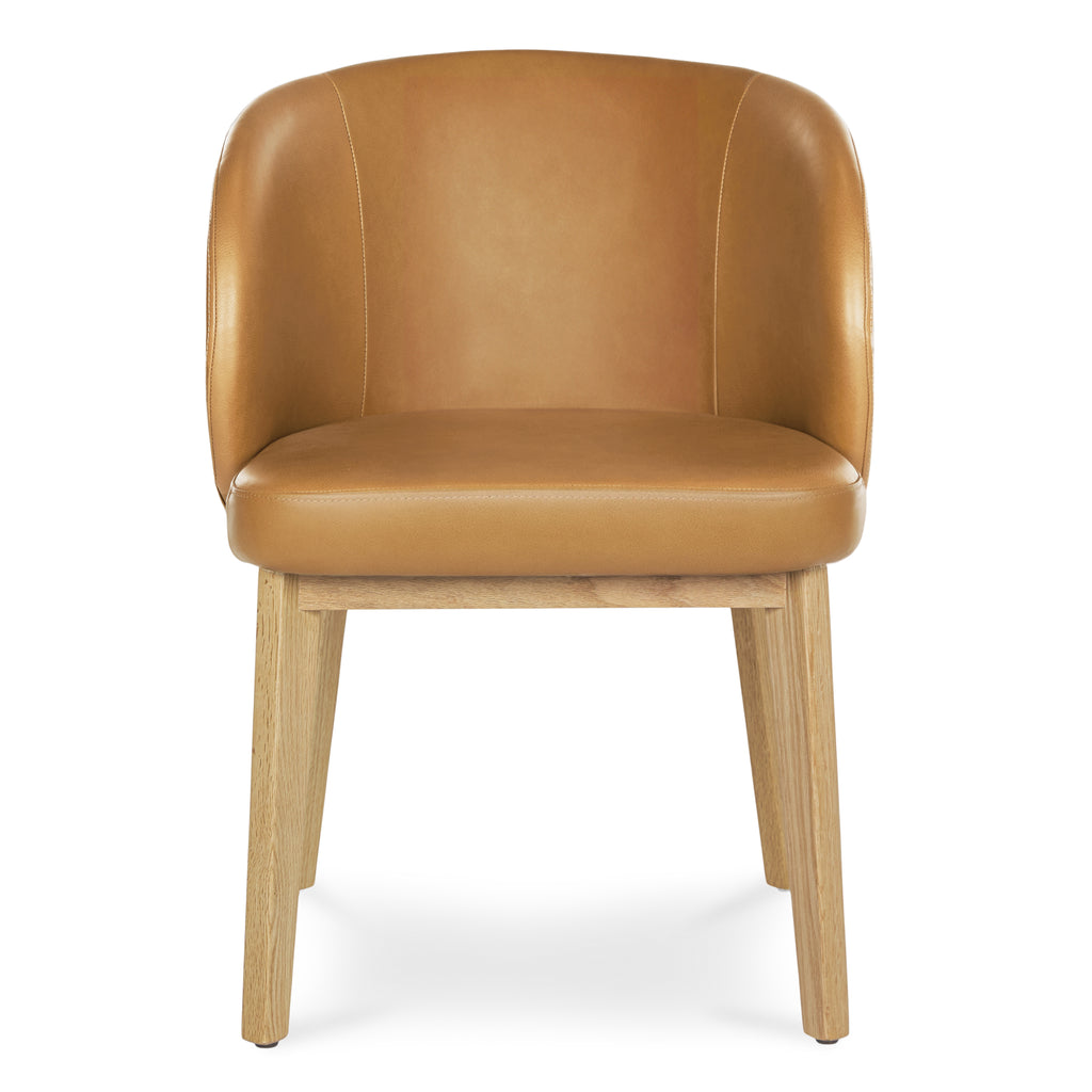 Arda Leather Dining Armchair – Light Oak & Taos Tan