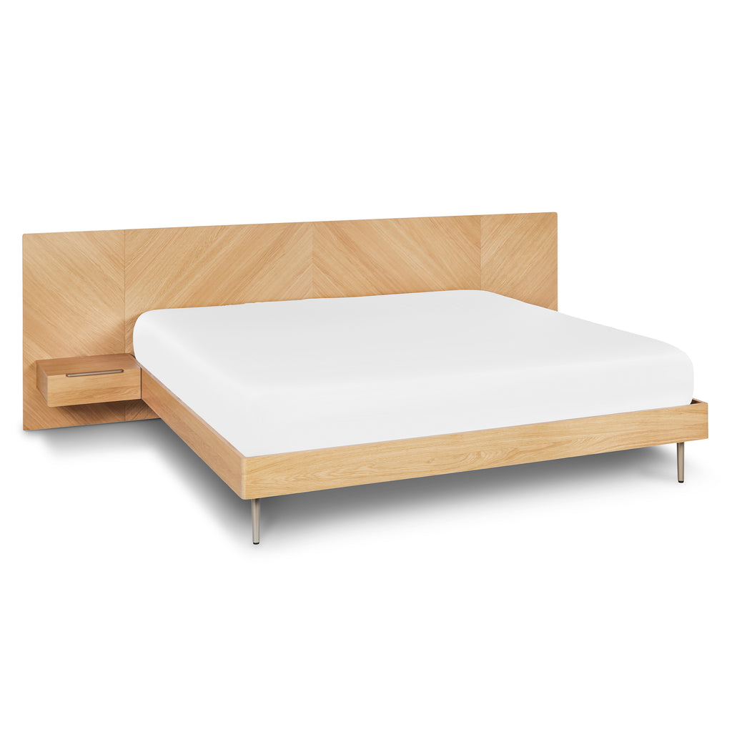 Nava King Low Profile Bed with Nightstands – Oak