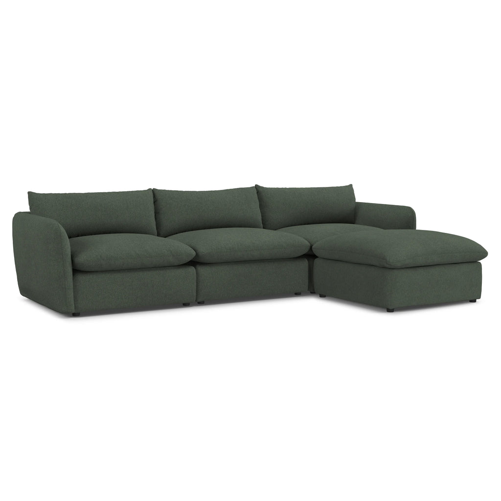 Leah 131.5" Modular Sectional - Green Wool Bouclé