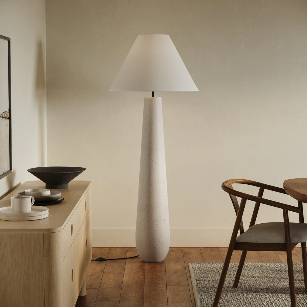 White Terrazzo Cone Floor Lamp