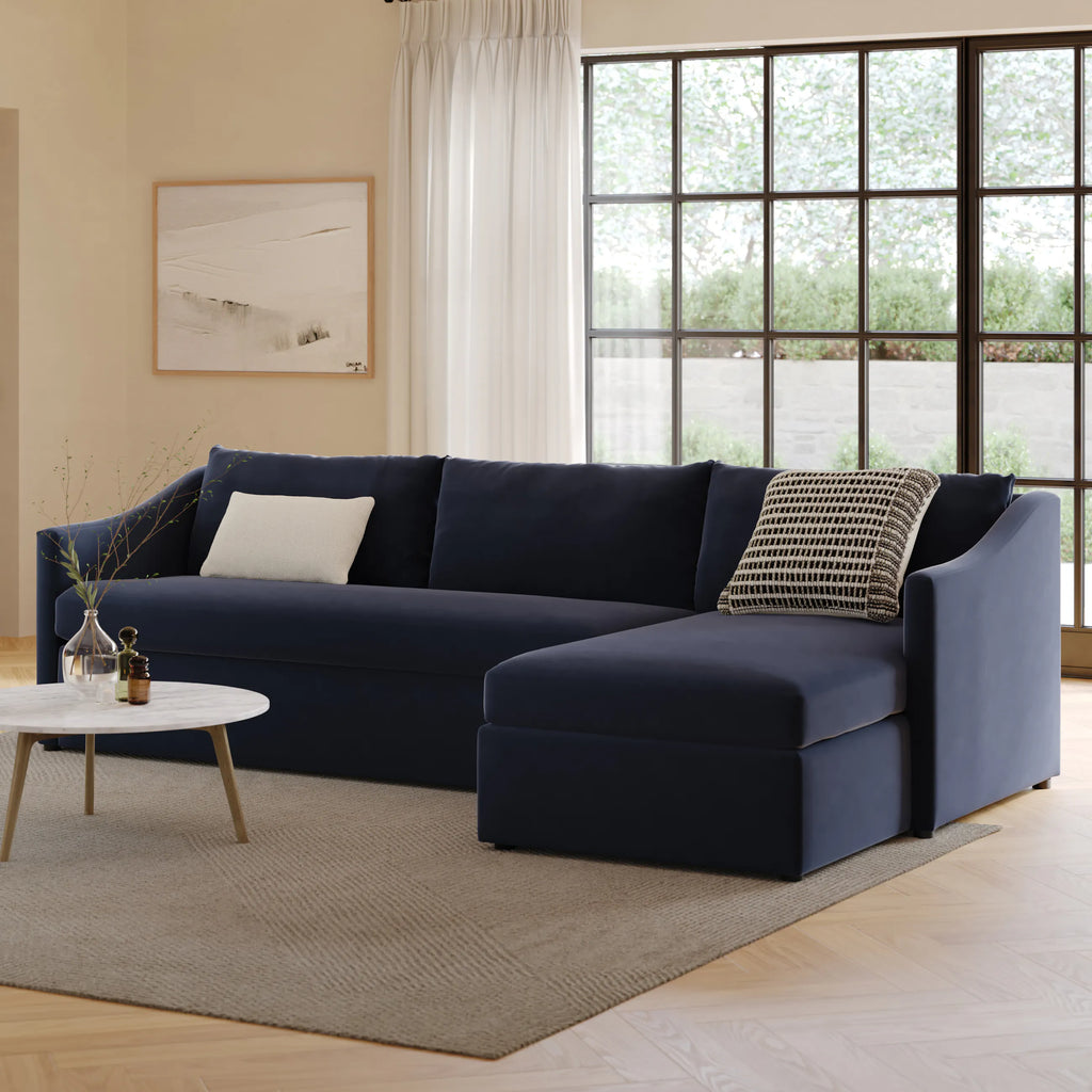 Landry 109" Velvet Right Storage Sectional - Hale Ink