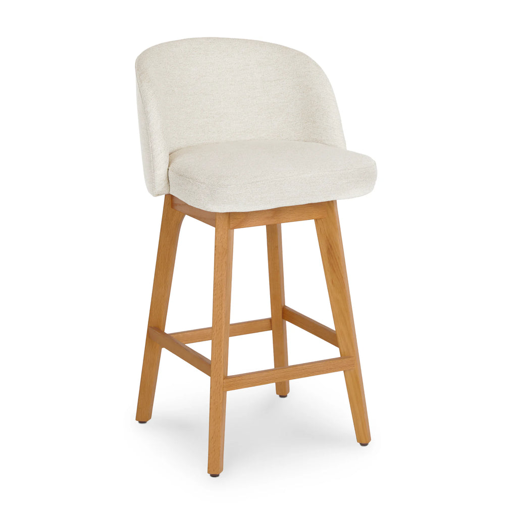 Ada Swivel Counter Stool - Oak and Camellia Ivory