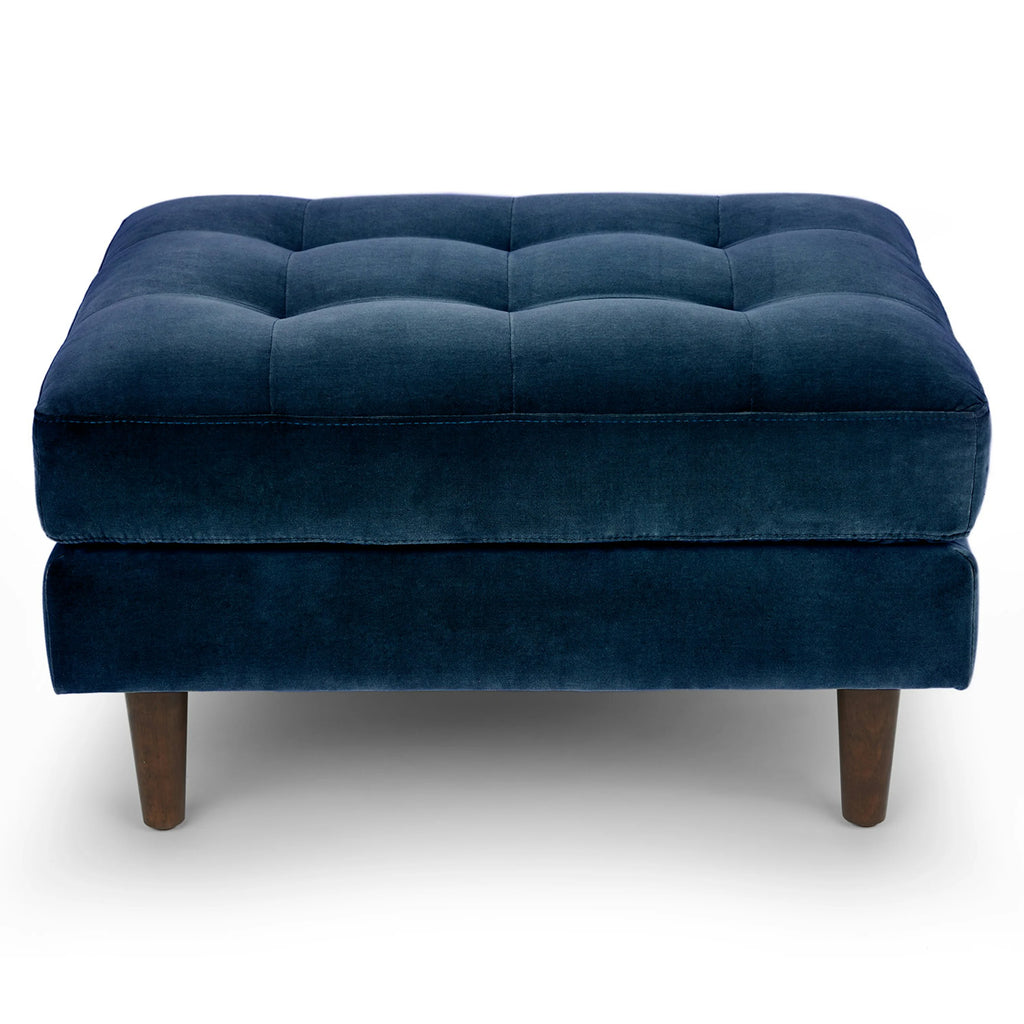 30" Velvet Ottoman - Cascadia Blue
