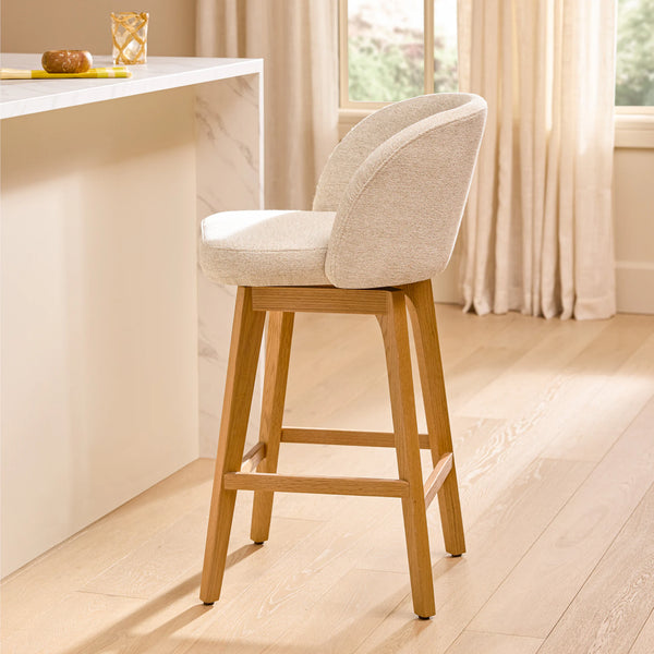 Ada Swivel Counter Stool - Oak and Camellia Ivory