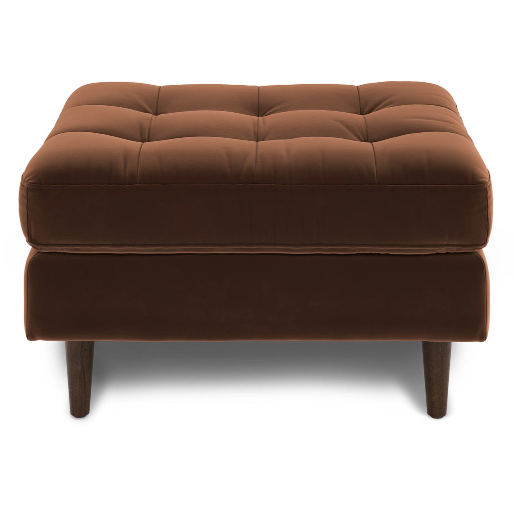 30" Velvet Ottoman - Plush Pacific Brown