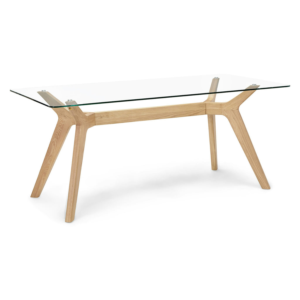 Elowen 71" Glass Dining Table – Oak