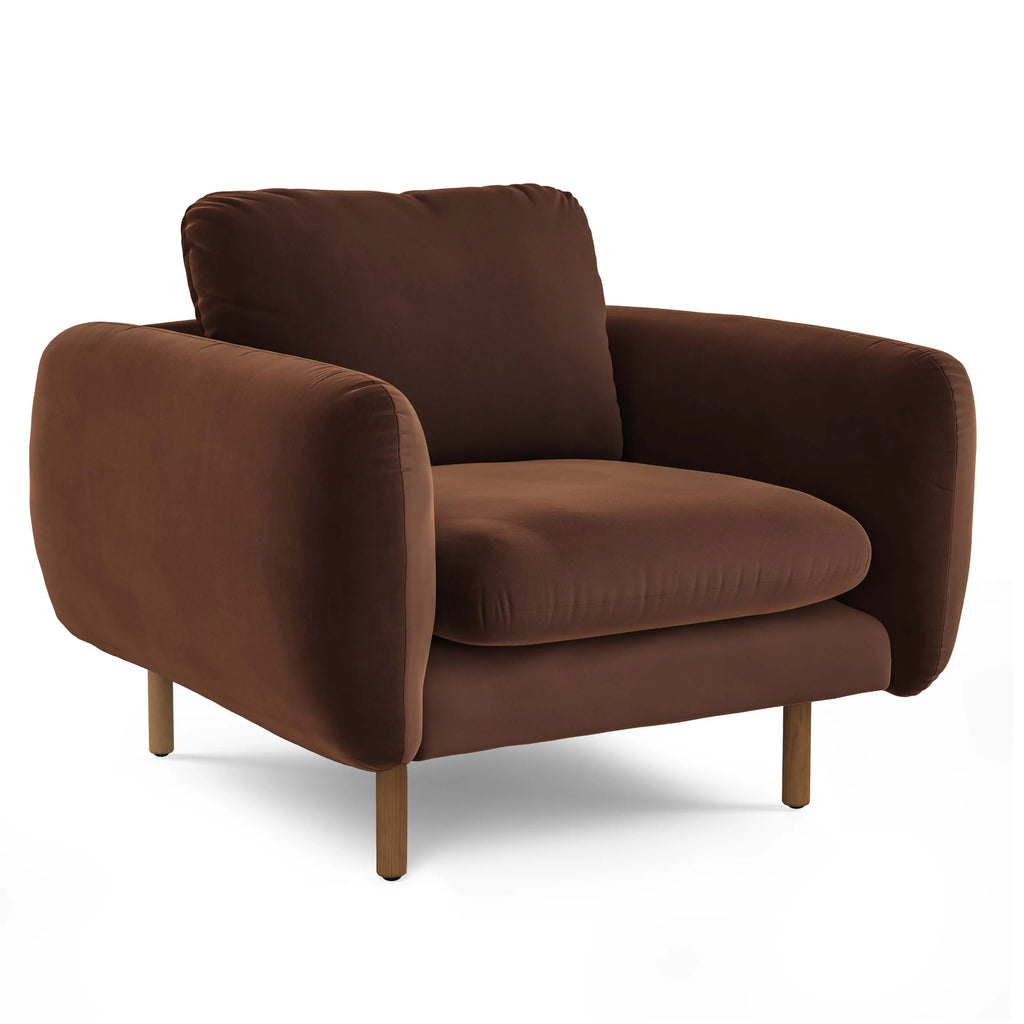 Sader 37" Velvet Lounge Chair - Plush Pacific Brown