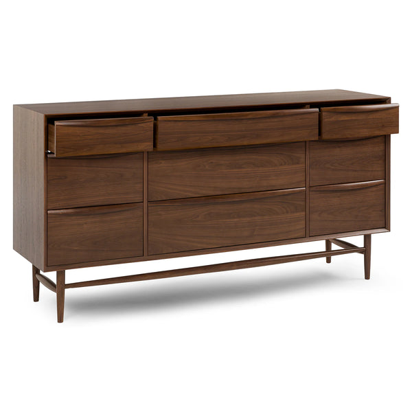 Lana 9-Drawer Triple Dresser Walnut