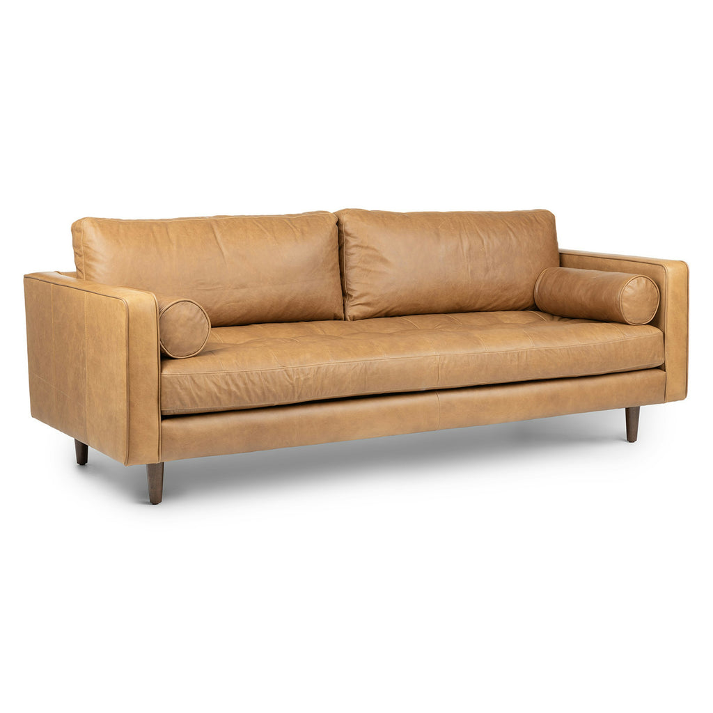 Celeste 88" Tufted Leather Sofa