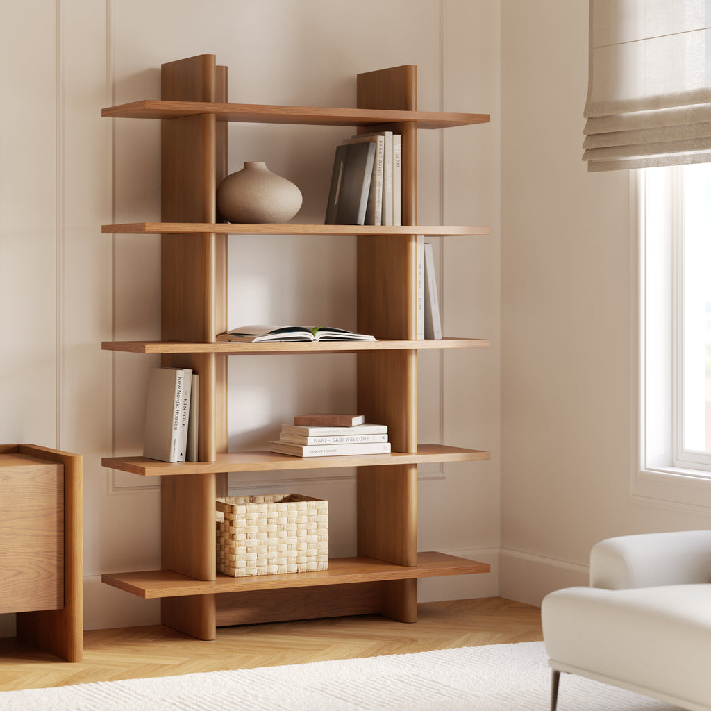 Tomi 48" Bookcase, Tall – Smoked Oak