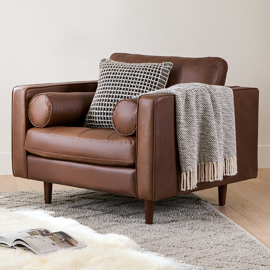 Sten 42" Tufted Leather Lounge Chair – Charme Chocolat