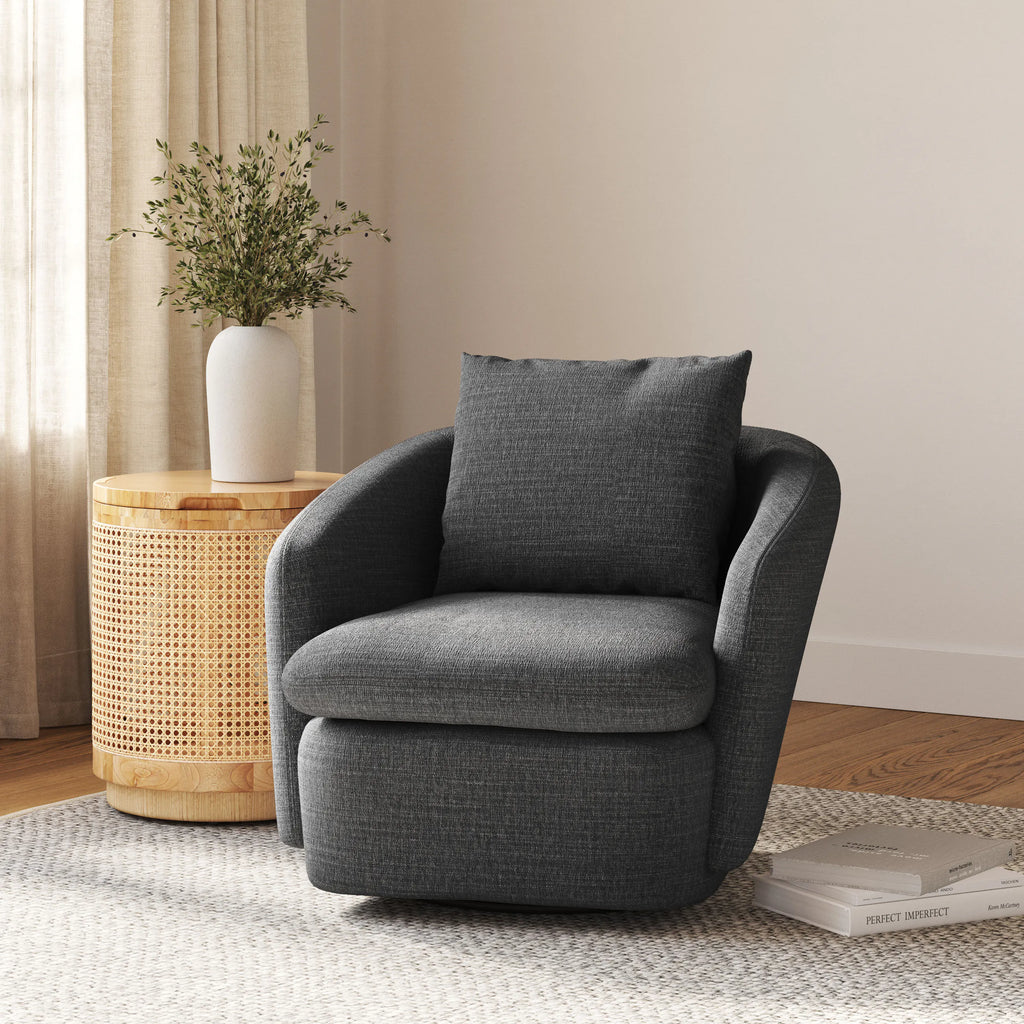 Lea 33" Swivel Lounge Chair - Napa Charcoal