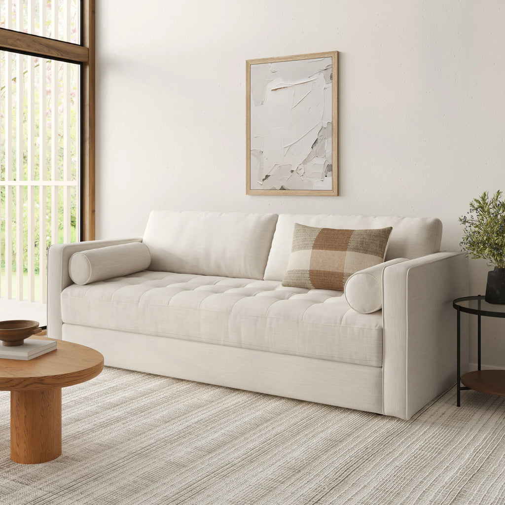 Seve 88" Tufted Sofa Bed - Biscuit Cream
