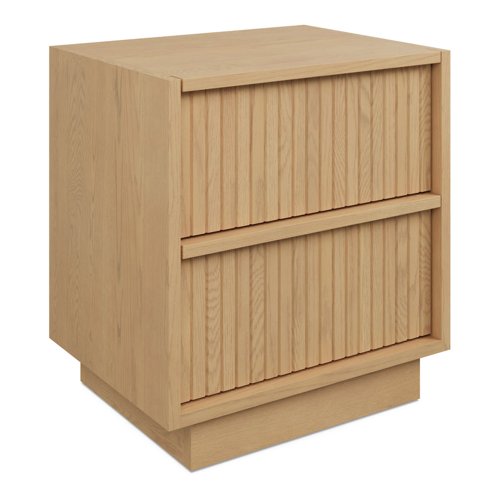 Tambour 2-Drawer Nightstand - Natural Oak