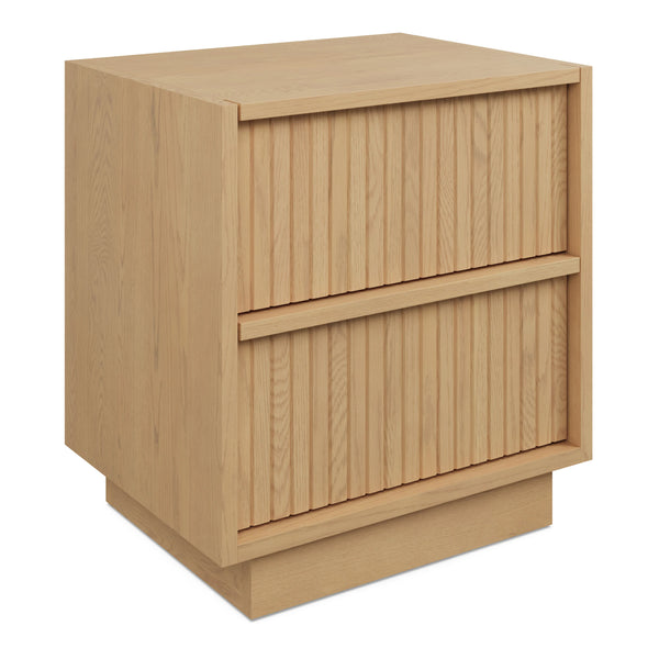 Tambour 2-Drawer Nightstand - Natural Oak