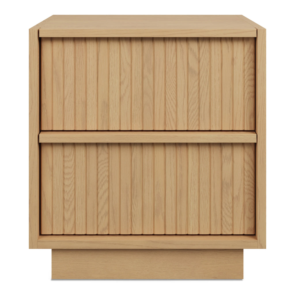 Tambour 2-Drawer Nightstand - Natural Oak