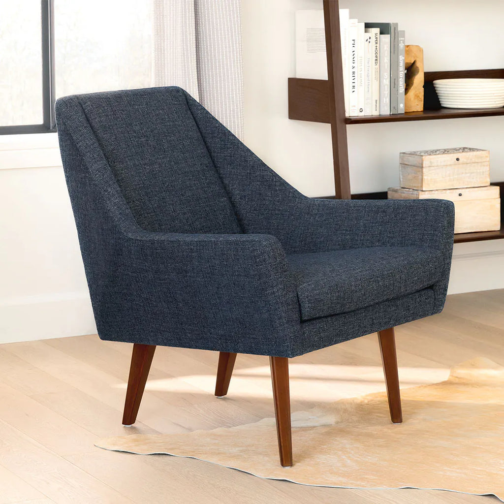 Denim Blue & Walnut 33" Lounge Chair