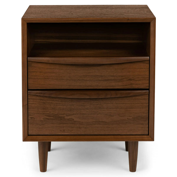Lana Walnut Wood 2-Drawer Nightstand