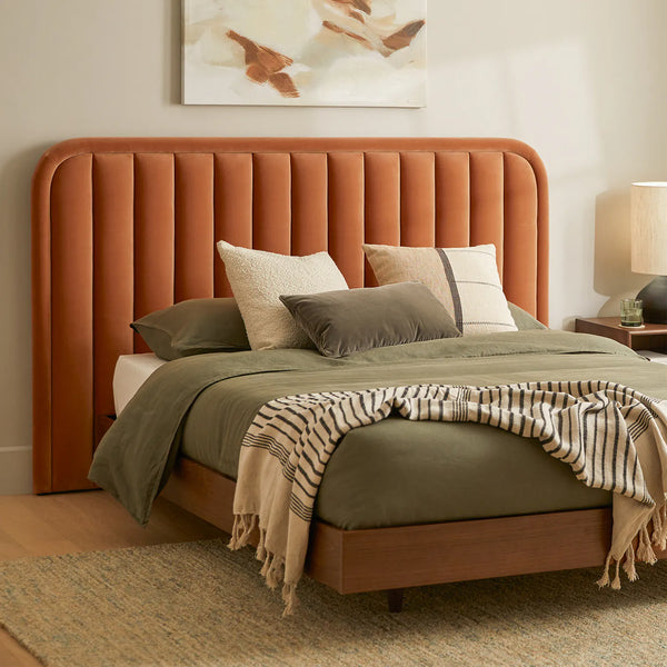 Platform Walnut Wood Queen Bed