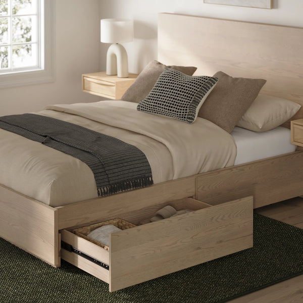 White Oak Queen Storage Bed