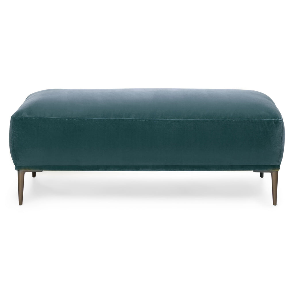 Arvika 45.5" Velvet Ottoman - Plush Pacific Blue