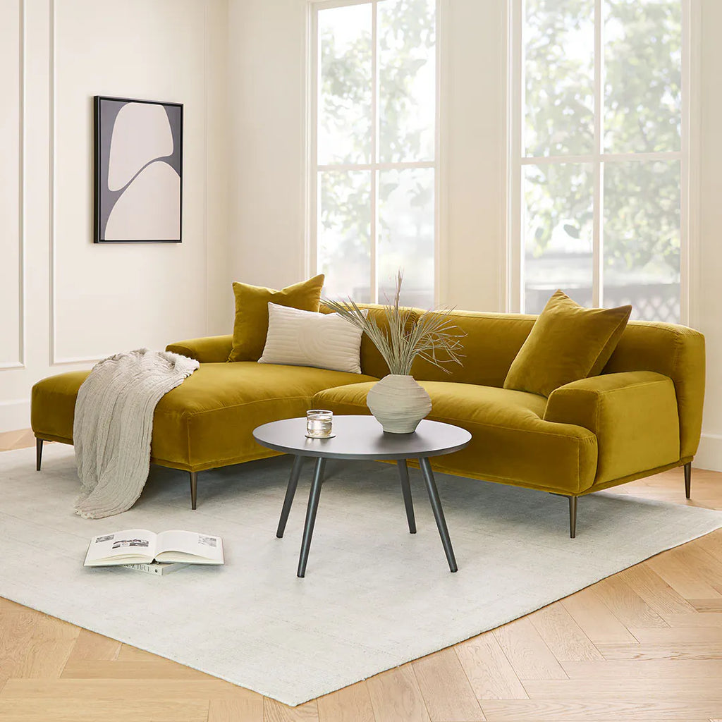 Plush Yarrow Gold 94.5" Velvet Left Sectional