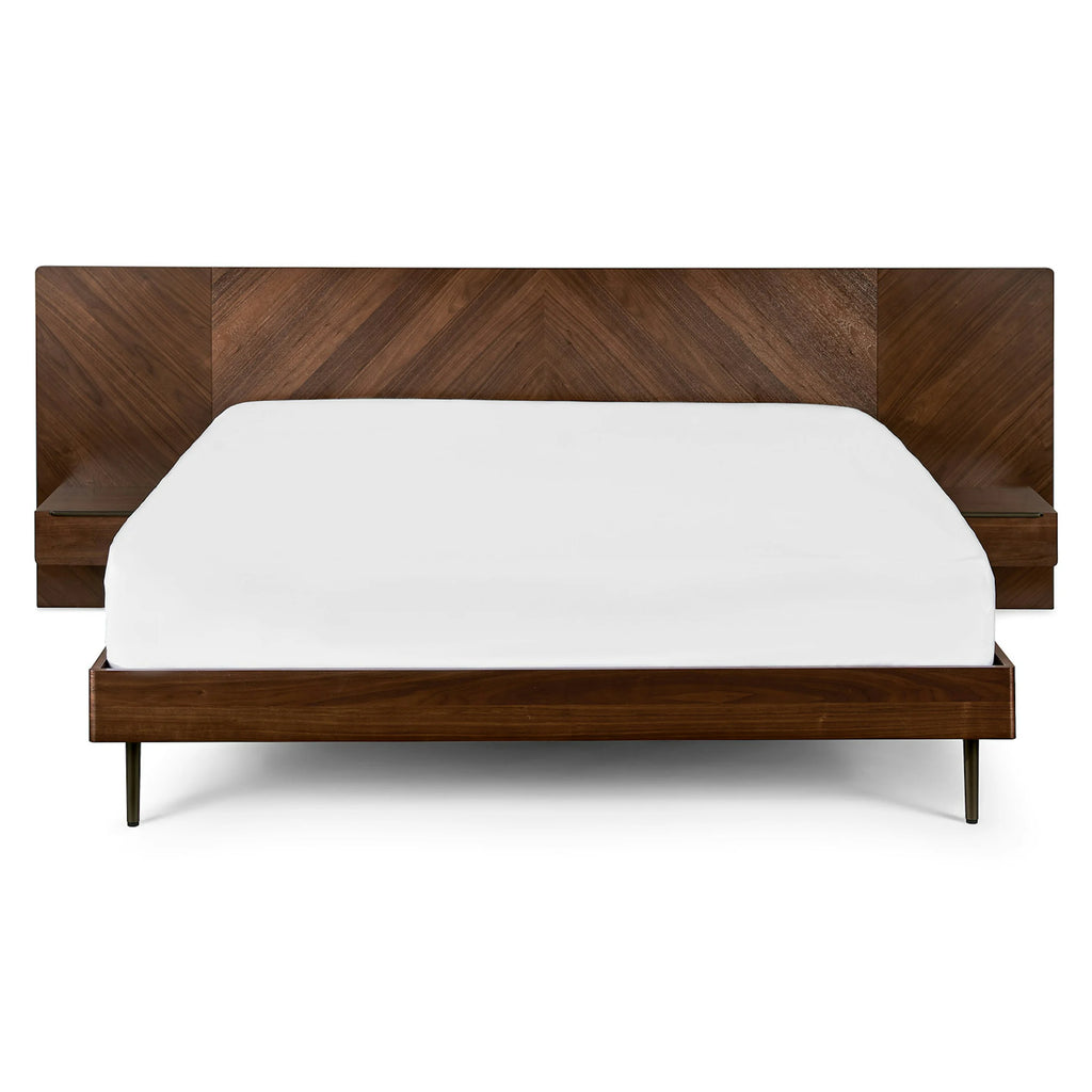 Nera Walnut King Bed with Nightstands